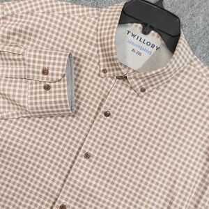 Twillory Shirt Mens XL 2XL Check‎ Button Down Untuckable Stretch Casual Workwear